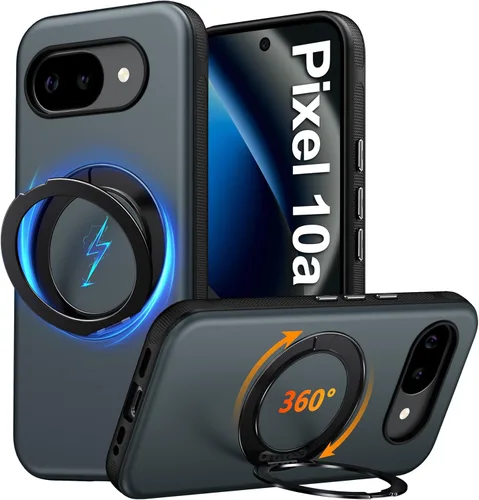 Vista 71 de Oterkin Funda para Google Pixel 10a con soporte magnético de giro de 360° [compatible con MagSafe] [antideslizante] [15 pies] a prueba de golpes