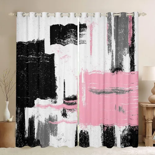 Vista 14 de Cortinas opacas abstractas de 30 % a 50 % geométricas para dormitorio, sala de estar, decoración de línea a rayas, cortinas con aislamiento térmico