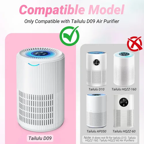 Vista 2 de Paquete de 2 filtros de repuesto D09 compatibles con Tailulu D09 purificador de aire para el hogar, habitación grande de hasta 1345 pies cuadrados