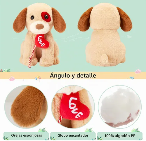 Vista 3 de Glow Guards Peluche de perro Labrador de San Valentín, peluche de perro labrador de 10 pulgadas con corazón rojo, peluche suave para cachorros
