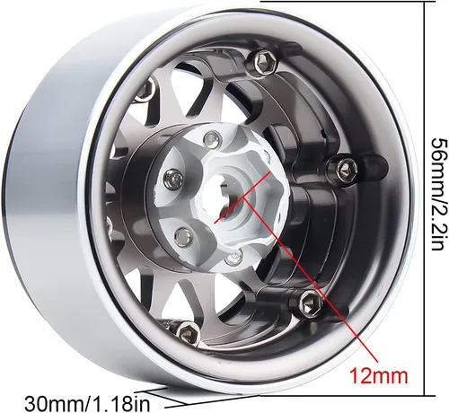 Vista 3 de INJORA 4 unidades de metal 1.9 Beadlock llanta de rueda de 12 radios para SCX10 Pro 1:10 RC Crawler Axial SCX10 II 90046 SCX10 III AXI03007 TRX-4