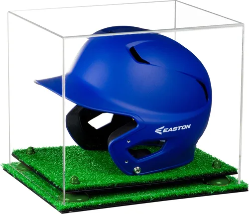 Vista 26 de Better Display Cases Vitrina acrílica para casco de bateo de béisbol con espejo, elevadores rosados, montaje en pared y base de espejo (V22/A012)