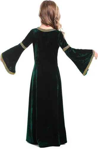 Vista 4 de Disfraz de princesa medieval para niñas, disfraz renacentista para Halloween, vestido retro medieval