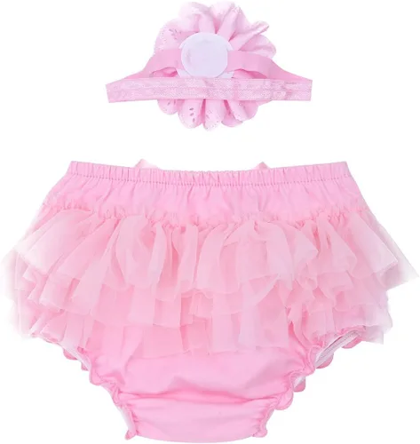 Vista 2 de JEATHA Traje de 2 piezas para sesión de fotos de baby shower, tul con volantes y lazo con diadema de flores