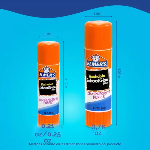 Vista 4 de Elmer's - Barras de pegamento escolar morado que desaparece, lavable, 0.78 onzas (22 gramos), 3 unidades - Póster, tablero de visión, suministros