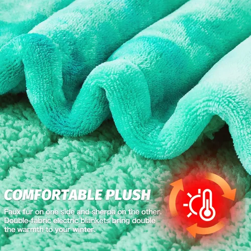 Vista 7 de greenoak Manta eléctrica con calefacción, manta térmica de piel sintética Sherpa para sofá cama, regalos cálidos de invierno para mujeres/ella