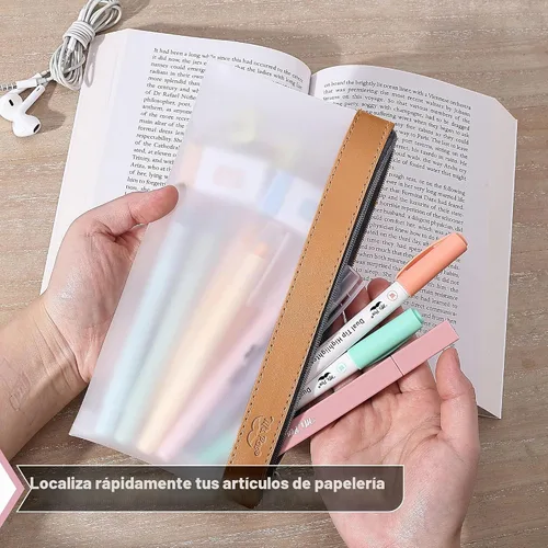 Vista 4 de Mr. Pen - Estuche transparente para lápices, paquete de 3, estuche transparente para lápices, bolsas para lápices Otoño