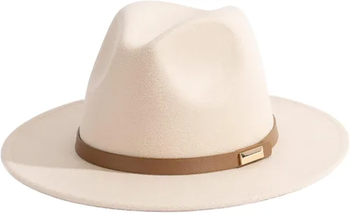 Vista 33 de Sombreros Fedora para hombre, sombrero Panamá de ala ancha con cinturón clásico Unisex Felt Fedora, Adjustable Fit, Breathable Sweatband, All-Day