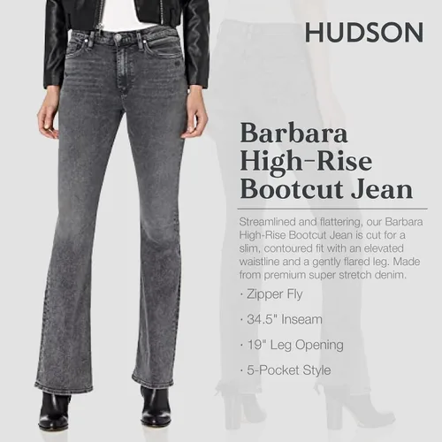 Vista 3 de HUDSON Jeans Barbara de cintura alta corte en negro recubierto Aparición