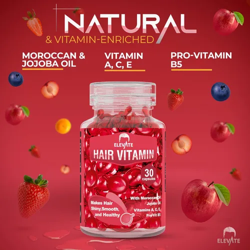 Vista 2 de Elevate Cápsulas de aceite de suero para tratamiento capilar, fórmula acondicionadora e hidratante con aceites de argán y jojoba, vitaminas A, C, E