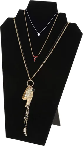 Vista 4 de Foraineam Paquete de 9 exhibidores de collares de 12.5 pulgadas de terciopelo negro para joyería, caballete de exhibición, colgantes, cadenas