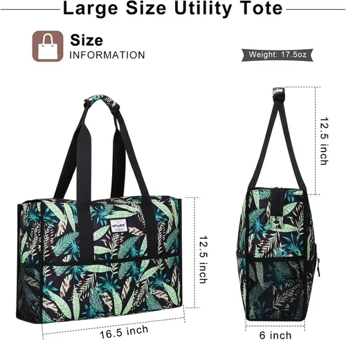 Vista 6 de HAWEE Bolsa de mano utilitaria con compartimento para portátil, funda de equipaje con cremallera, multibolsillo, bolso de hombro