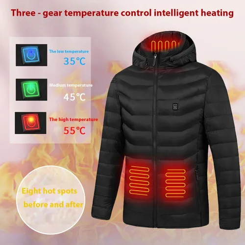 Vista 2 de Kysdzlink Men's Heated Jacket Outdoor Jacket, Ultra-thin Carbon Fiber, 9 Heating Zones Women's Jacket Excluding Battery Pack