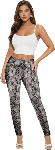 Vista 15 de Hybrid & Company Pantalón elástico súper cómodo con cintura elástica completa, de sarga milenaria 10571-Negro Blanco