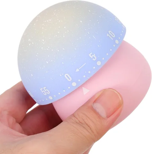 Vista 4 de Mechanical Mushroom Kitchen Timer Pink Manual Mechanical Countdown Timer for Cooking, Baking, Egg Boiling, Suitable for Seniors and Home Use