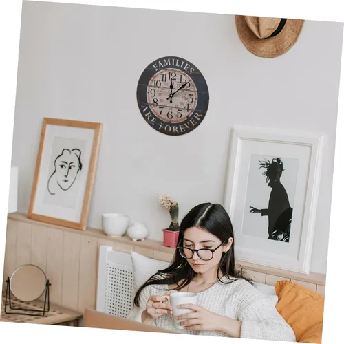 Vista 3 de ULTECHNOVO Retro Arabic Numeral Wall Clock Black Silent Non-Ticking Decorative Hanging Clock for Home Living Bedroom Modern Simple Wall Decor