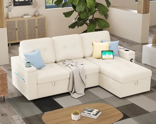 Vista 5 de PaPaJet Sofá cama de 84 pulgadas, sofá cama con almacenamiento, sofá