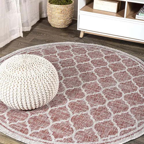 Vista 5 de JONATHAN Y Tapete marroquí con diseño enrejado para interiores y exteriores, 2 x 8 pies, marrón/beige, tejido texturizado de trébol para patio