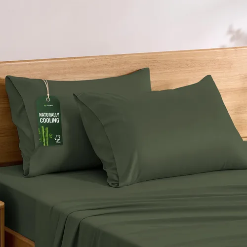 Vista 9 de TOSMO Oeko-TEX - Juego de 2 fundas de almohada de lujo, viscosa refrescante derivada de bambú, fundas de almohada suaves y sedosas transpirables