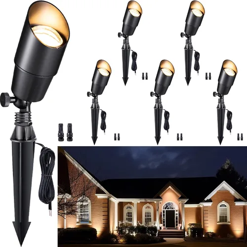 Vista 14 de Gardenreet Focos de Paisaje de Bajo Voltaje - Luz Ascendente LED de Latón para Exteriores 12V, Focos con Cable IP65 Impermeables, Bronce Antiguo
