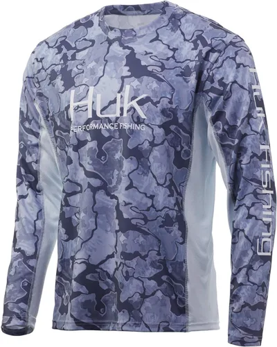 Vista 5 de HUK Camisa de manga larga Icon X para hombre, camisa de pesca de alto rendimiento Azul celeste