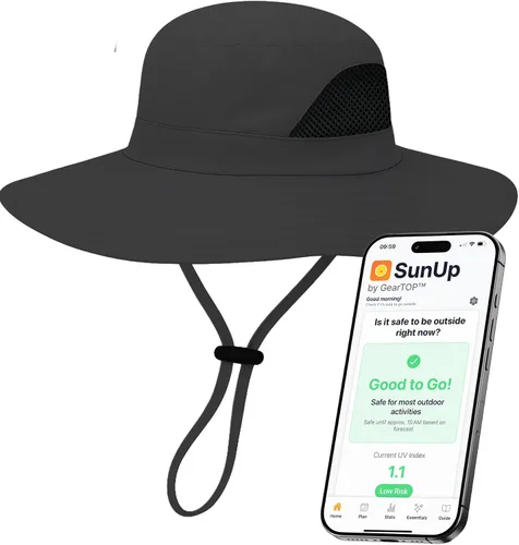 Vista 15 de GearTOP Wide Brim Sun Hat for Men & Women, UPF 50+ Fishing Hat with Detachable Neck Flap & Face Cover Gardening Boonie Sunhat