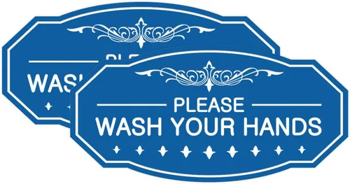 Vista 15 de Signs ByLITA Letrero Victoriano Please Wash Your Hands (Negro) - Pequeño