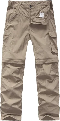Vista 10 de Pantalones para niños, para senderismo, carga, safari, de secado rápido Verde militar