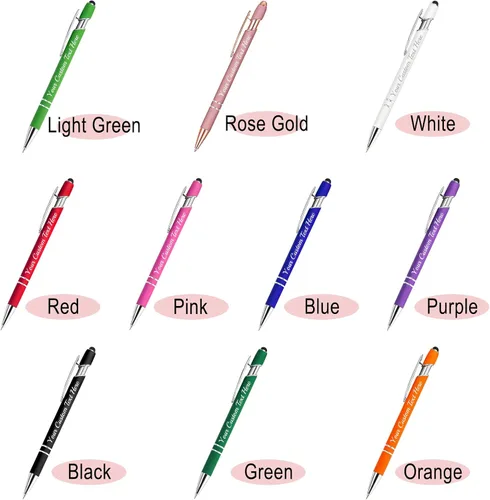 Vista 2 de Hasta 300 bolígrafos personalizados con nombre grabado gratis, lápiz capacitivo, logotipo, regalo de texto para hombres y mujeres, tinta negra