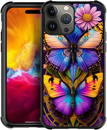 Vista 20 de Funda compatible con iPhone 15 Pro Max, 4 fundas de libélula en las cuatro esquinas con parachoques a prueba de golpes antideslizante funda