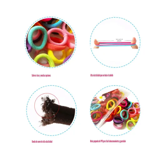 Vista 4 de Omszte, 100 piezas de ligas para el cabello de bebé, ligas de cabello de algodón sin costuras para niñas pequeñas y niños, pequeños elásticos suaves
