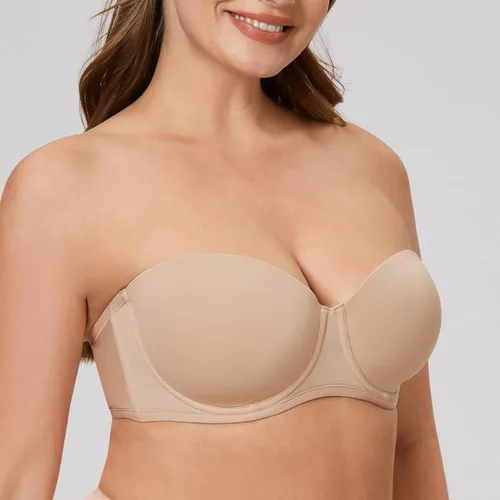 Vista 4 de MELENECA Sujetador sin tirantes para mujer para busto grande y espalda alisado talla grande con aros