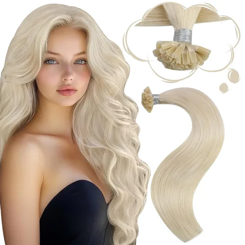 Vista 15 de Moresoo Micro Link - Extensiones de cabello humano de color rubio oscuro y rubio ceniza, extensiones de cabello humano real para boda, 2.01 oz
