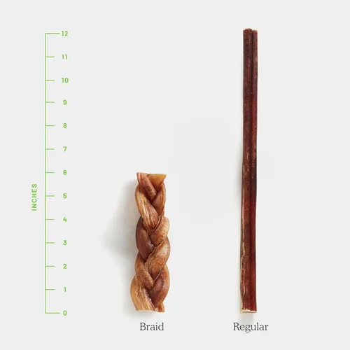Vista 4 de Get Joy Bully Braid - Masticable natural para perros, 6 pulgadas, trenzado de un solo ingrediente, Bull Pizzle de larga duración, sin olor