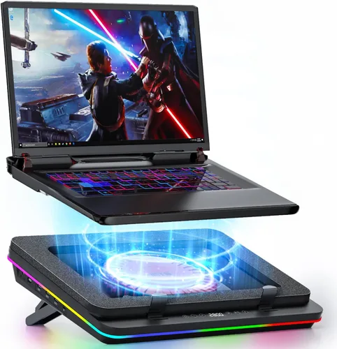 Vista 9 de IETS GT600 Almohadilla de enfriamiento para laptop equipada con turboventilador gigante (14 cm de diámetro), espuma sellada para enfriamiento rápido