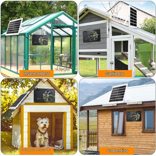 Vista 7 de Ventilador de escape impermeable con energía solar para cobertizo