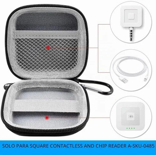 Vista 3 de Estuche para lector de tarjetas con chips, soporte duro para bolsa de transporte cuadrado A-SKU-0485 sin contacto y lector de chips con cable