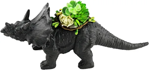 Vista 5 de Aislor Maceta suculenta con forma de dinosaurio con bandeja de drenaje, florero multiusos para bonsái, maceta creativa de cactus con orificio