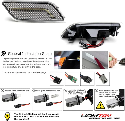 Vista 6 de iJDMTOY Luces LED de marcador lateral de parachoques delantero con lente semitransparente y ámbar Compatible con Mercedes W207 Clase E 2010-2013