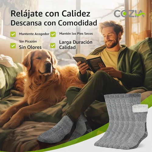 Vista 2 de COZIA Calcetines de lana merino para hombres y mujeres, calcetines térmicos cálidos para senderismo, 3 pares A35-carbón