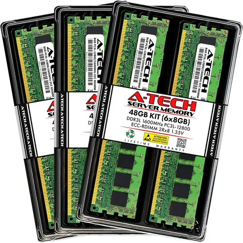 Vista 109 de A-Tech 4GB DDR3 1333MHz PC3-10600R ECC RDIMM 1Rx4 Rango único 1.5V Registrado DIMM 240-Pin Módulo de actualización de memoria RAM de servidor