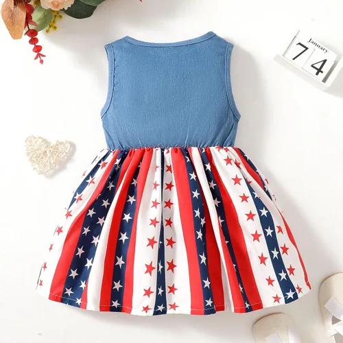 Vista 5 de LYSMuch Traje del Día de la Independencia para niñas pequeñas, vestido de bandera estadounidense del 4 de julio, ropa patriótica para niños