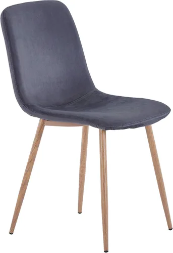 Vista 4 de asunflower Juego de 4 sillas de comedor de terciopelo con patas de metal, color gris, sillas de comedor modernas de mediados de siglo para reuniones