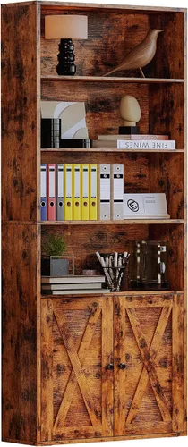 Vista 10 de IRONCK Estanterías y librerías industriales de pie con puertas, 6 estantes de almacenamiento en exhibición, estante de 70 pulgadas de altura