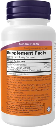 Vista 2 de Indole-3-Carbinol (I3C) 200 mg - 60 cápsulas vegetales x 2 botellas