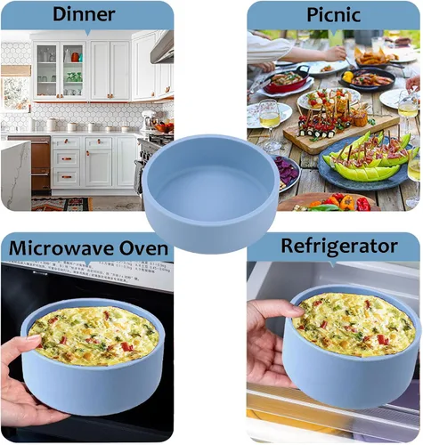 Vista 6 de Molde de silicona para freidora de aire, 3 piezas reutilizables para freidora de aire, sartén para huevos, molde antiadherente para huevos, molde
