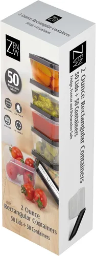 Vista 2 de ZENVY Paquete de 50 mini recipientes reutilizables de 2 onzas, incluye 50 recipientes de plástico de 2 onzas y tapas, para salsas, salsas, salsas