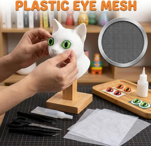 Vista 4 de RAHHLIZS 5 hojas Fursuit Eye Mesh 11.81x7.87in White Buckram Mesh