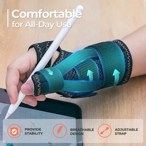 Vista 5 de CURECARE Nueva Férula de Pulgar Actualizada para Mujeres y Hombres, Férula de Pulgar Reversible para el Síndrome del Pulgar Gatillo para Soporte