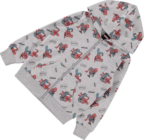 Vista 6 de Marvel Sudadera con capucha de Spiderman para niños pequeños - Spiderman, Ironman, Capitán América y Hulk para niños pequeños con cremallera y cómics